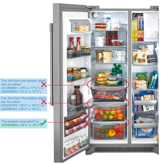 Refrigerator Replacement Shelves Crisper Pan Cover (Without Glass)For Frigidaire - Picture 5 of 6
